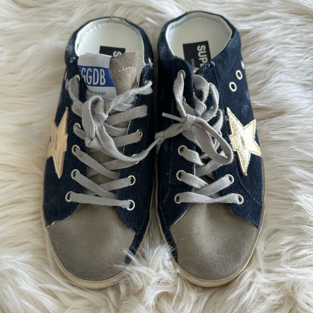 Golden Goose Sneakers in denim and Gray with Star - Picture 3 of 5